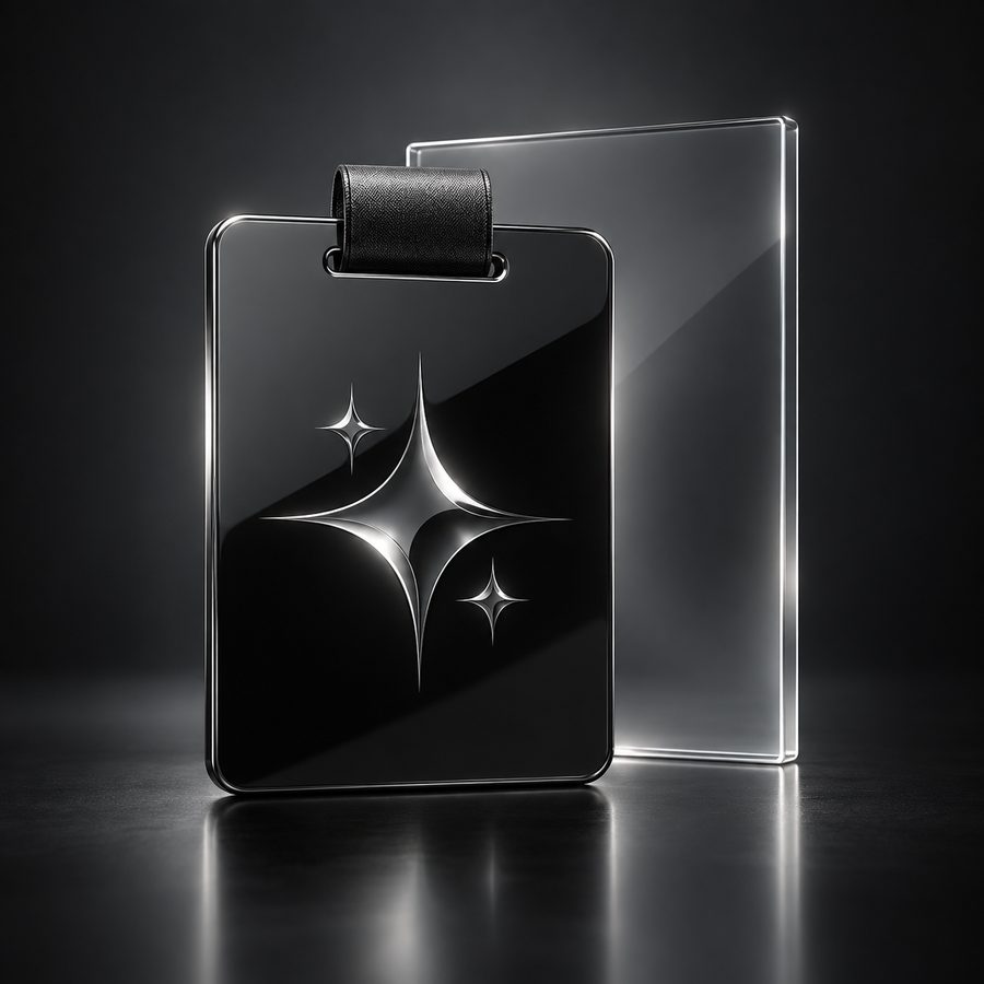 X Premium+ direct top-up artwork: a black membership badge beside a glass panel